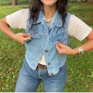 Vintage Denim Trucker Vest USA Patch Size Medium
